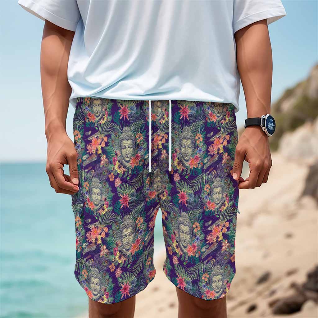 Tropical Buddha Print Men's Cargo Shorts