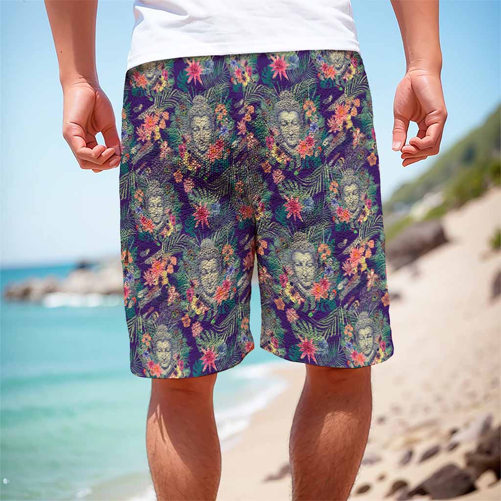 Tropical Buddha Print Men's Cargo Shorts