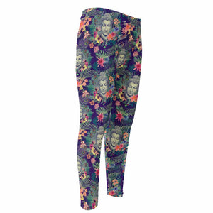 Tropical Buddha Print Men's Compression Pants