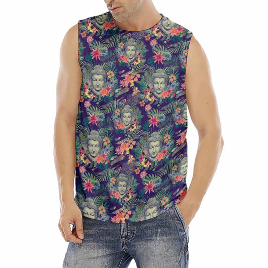 Tropical Buddha Print Men's Fitness Tank Top