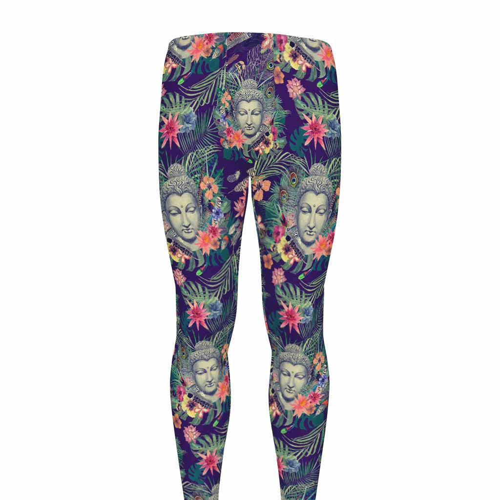 Tropical Buddha Print Men's leggings