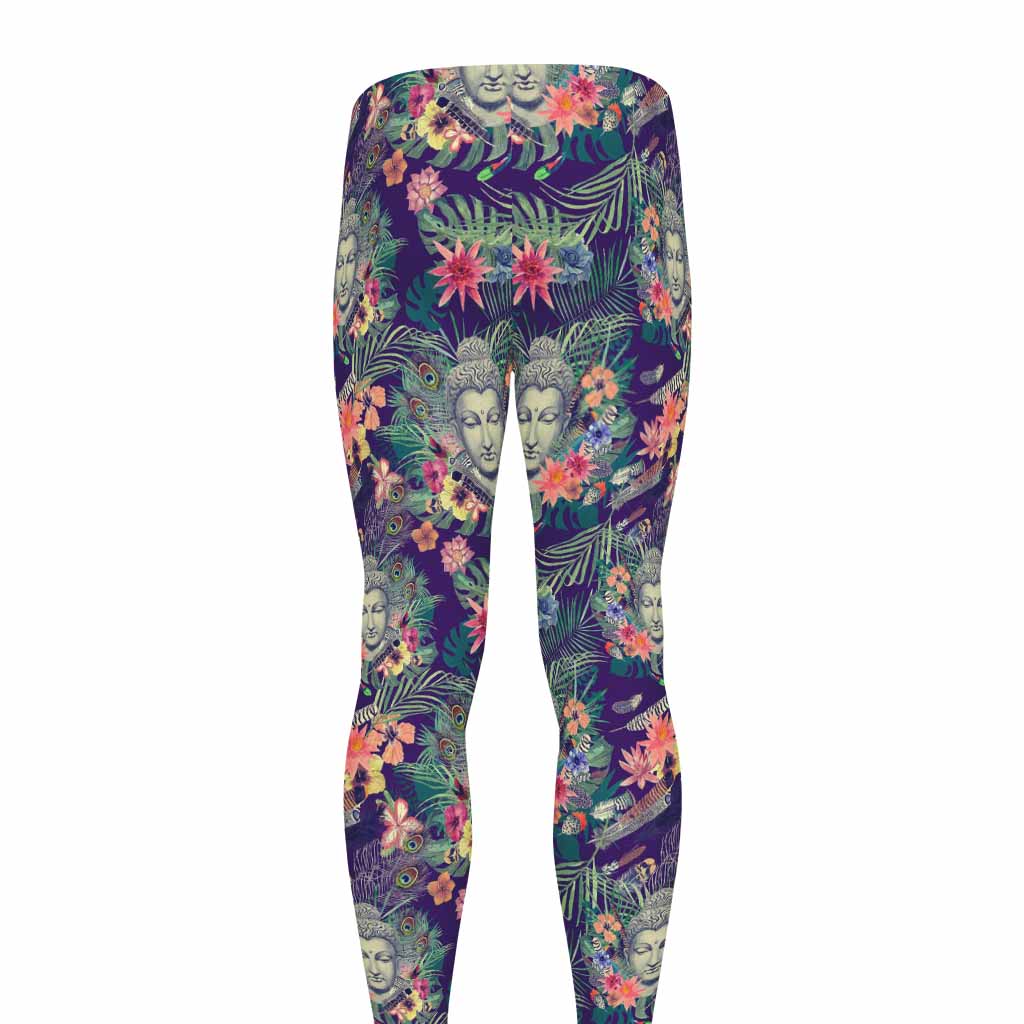 Tropical Buddha Print Men's leggings