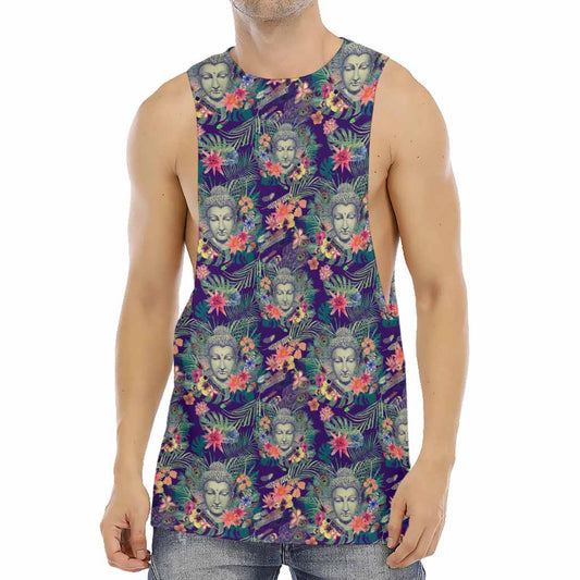 Tropical Buddha Print Men's Muscle Tank Top