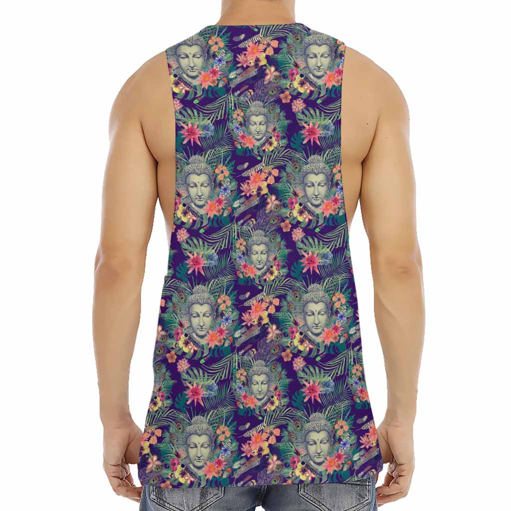 Tropical Buddha Print Men's Muscle Tank Top