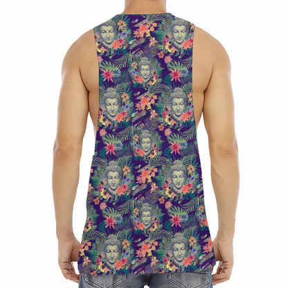 Tropical Buddha Print Men's Muscle Tank Top