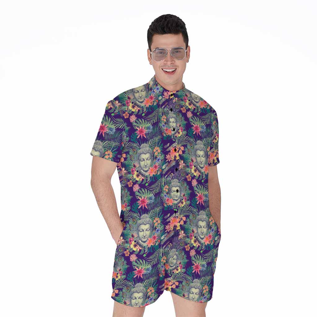 Tropical Buddha Print Men's Rompers