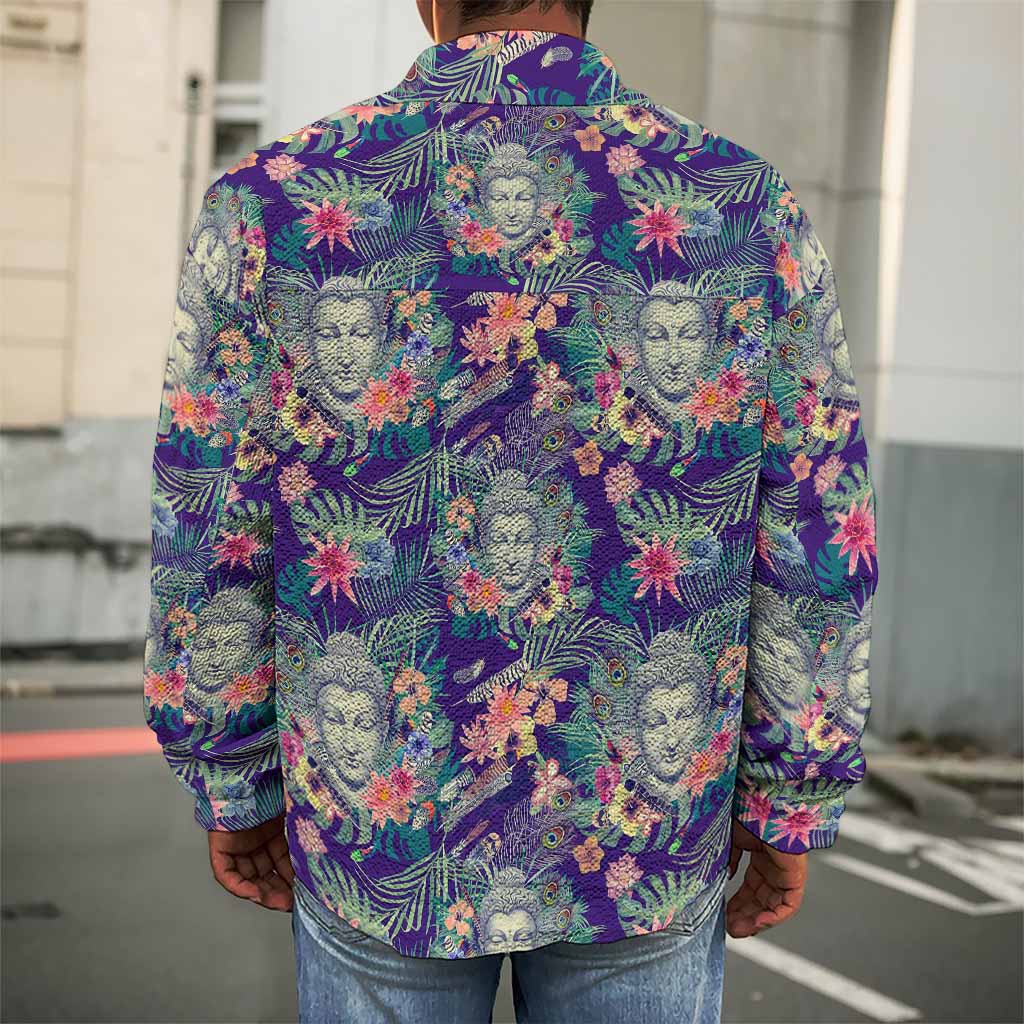 Tropical Buddha Print Men's Shirt Jacket