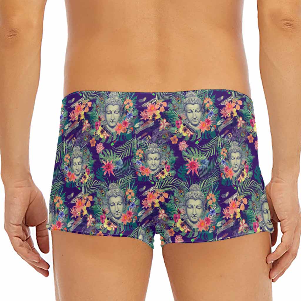 Tropical Buddha Print Men's Short Boxer Briefs