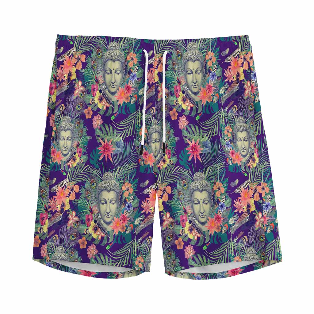 Tropical Buddha Print Men's Sports Shorts