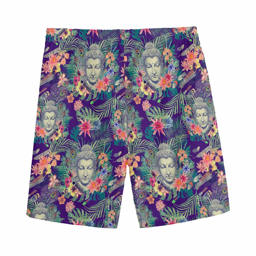 Tropical Buddha Print Men's Sports Shorts