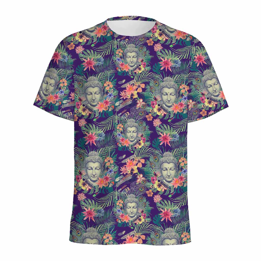 Tropical Buddha Print Men's Sports T-Shirt