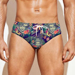 Tropical Buddha Print Men's Swim Briefs