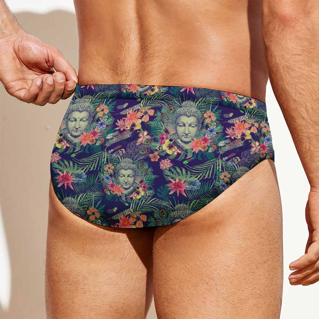 Tropical Buddha Print Men's Swim Briefs