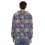 Tropical Buddha Print Men's Velvet Pullover Hoodie