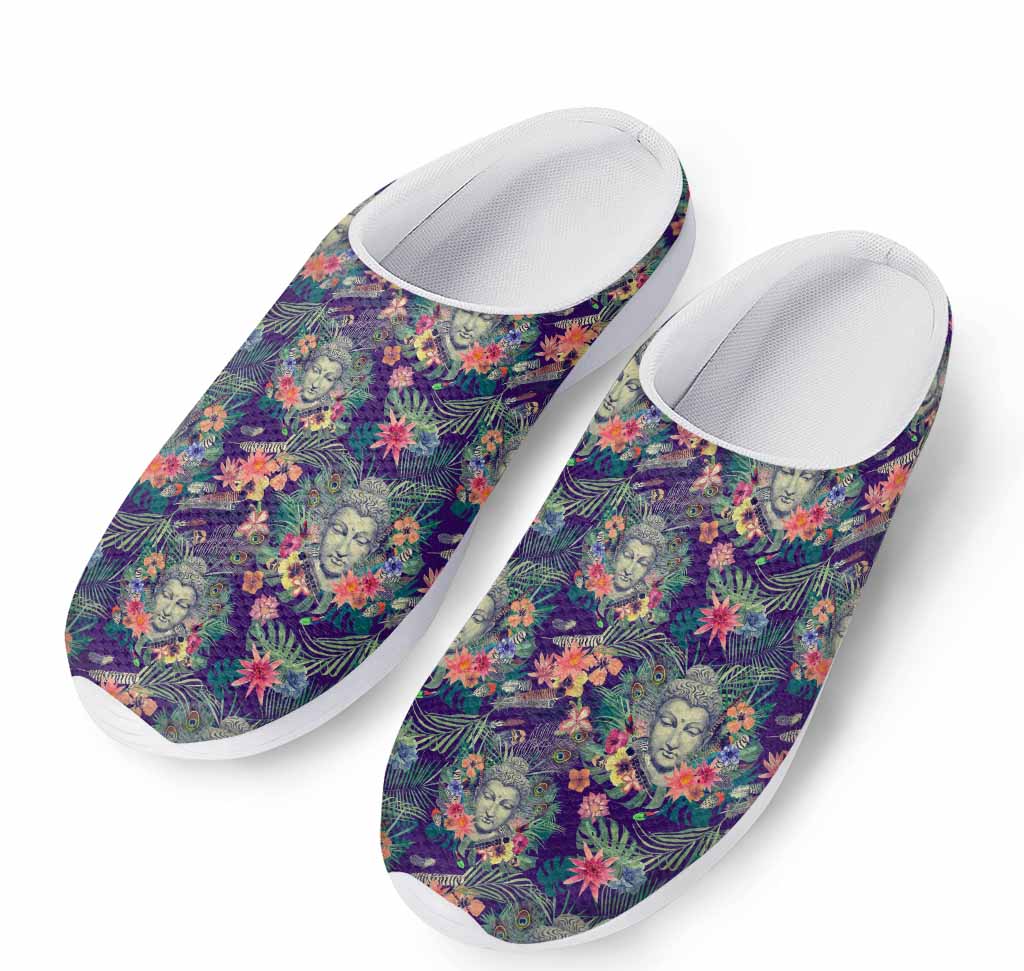 Tropical Buddha Print Mesh Casual Shoes