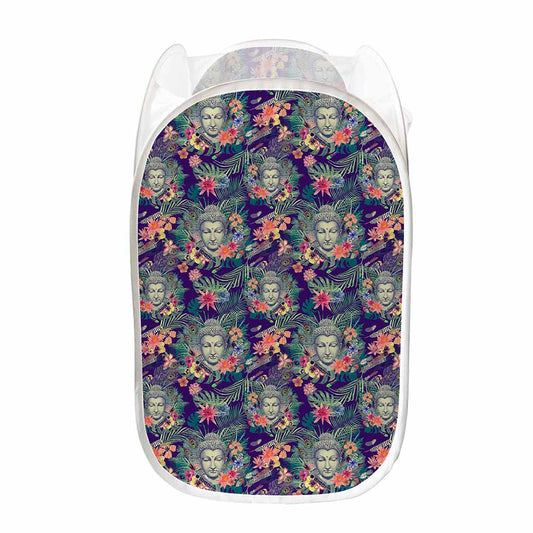 Tropical Buddha Print Mesh Laundry Hamper
