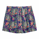 Tropical Buddha Print Mesh Shorts