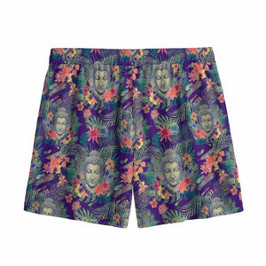 Tropical Buddha Print Mesh Shorts