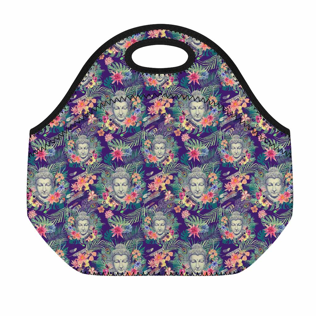 Tropical Buddha Print Neoprene Lunch Bag