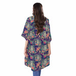 Tropical Buddha Print Open Front Beach Cover Up