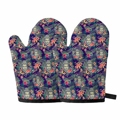 Tropical Buddha Print Oven Mitts