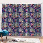 Tropical Buddha Print Pencil Pleat Curtains