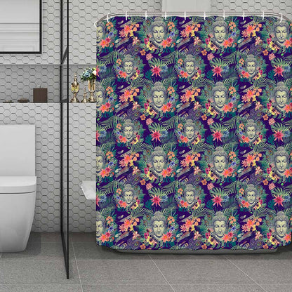 Tropical Buddha Print Polyester Shower Curtain