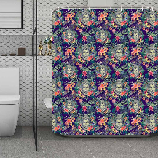 Tropical Buddha Print Polyester Shower Curtain