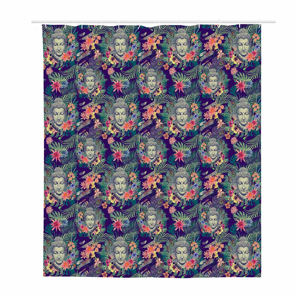 Tropical Buddha Print Polyester Shower Curtain