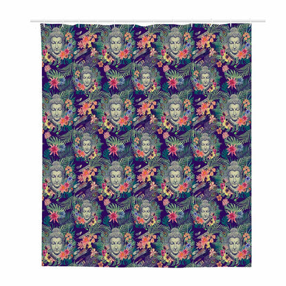 Tropical Buddha Print Polyester Shower Curtain
