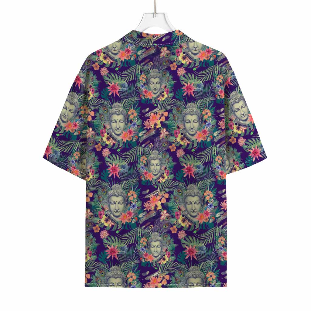 Tropical Buddha Print Rayon Hawaiian Shirt