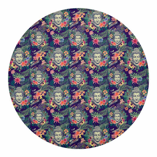 Tropical Buddha Print Round Blanket