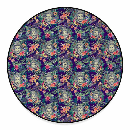Tropical Buddha Print Round Floor Mat