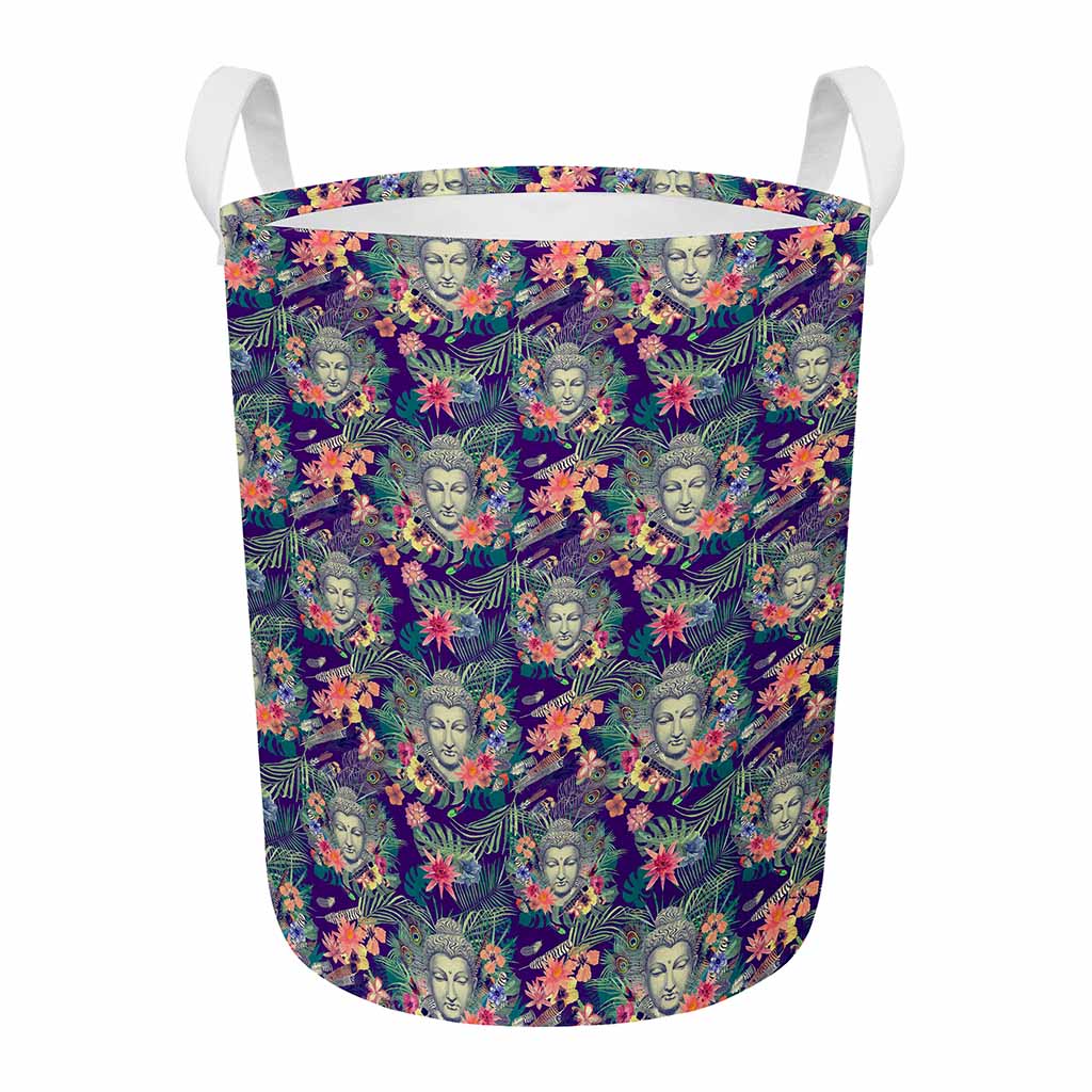 Tropical Buddha Print Round Laundry Basket