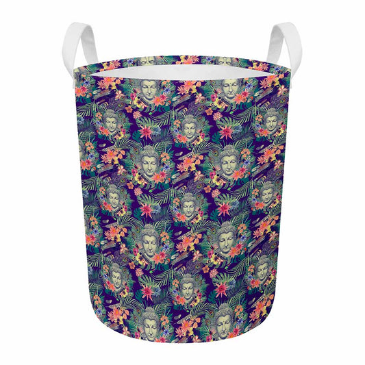 Tropical Buddha Print Round Laundry Basket