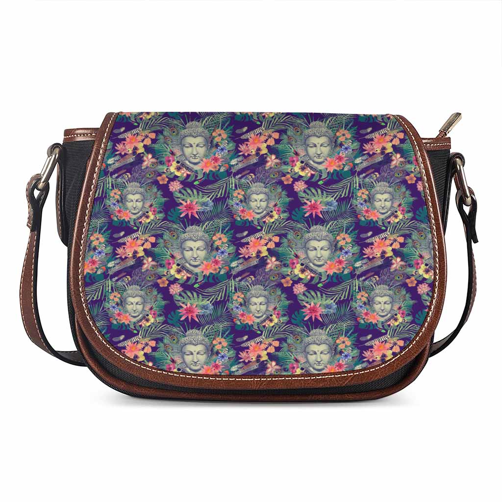 Tropical Buddha Print Saddle Bag