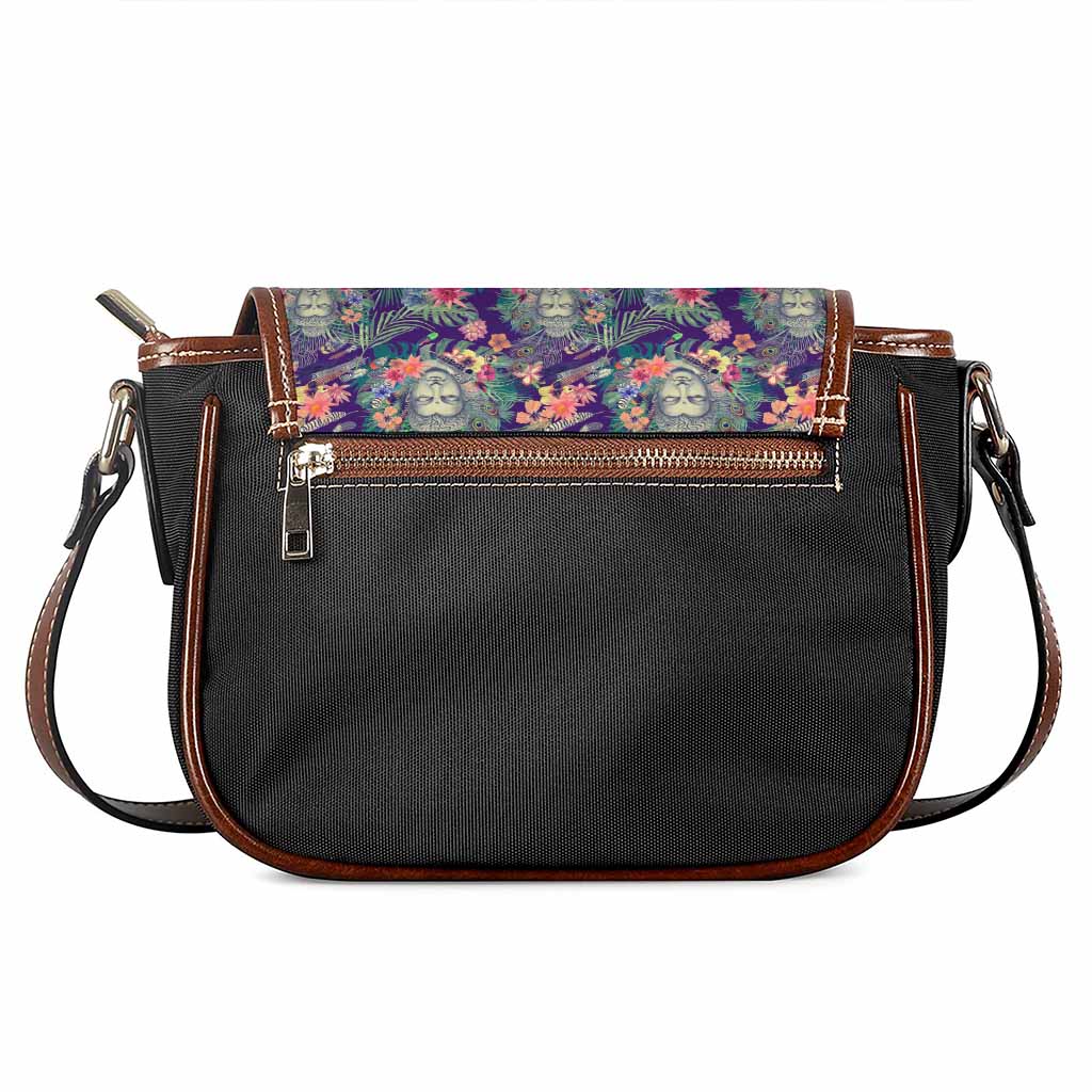 Tropical Buddha Print Saddle Bag