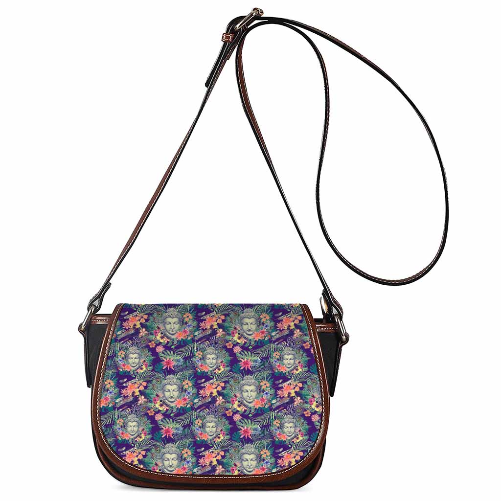 Tropical Buddha Print Saddle Bag