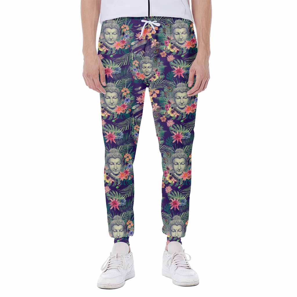 Tropical Buddha Print Scuba Joggers