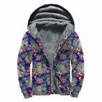 Tropical Buddha Print Sherpa Lined Zip Up Hoodie