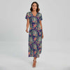 Tropical Buddha Print Short Sleeve Maxi Dress