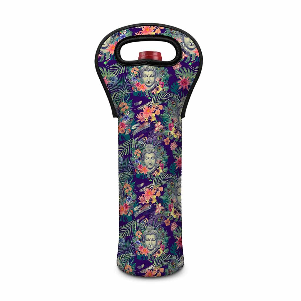 Tropical Buddha Print Single Neoprene Wine Tote