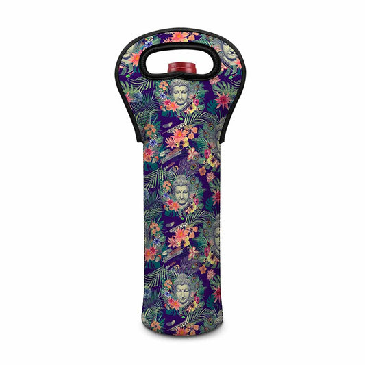Tropical Buddha Print Single Neoprene Wine Tote
