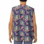 Tropical Buddha Print Sleeveless Baseball Jersey