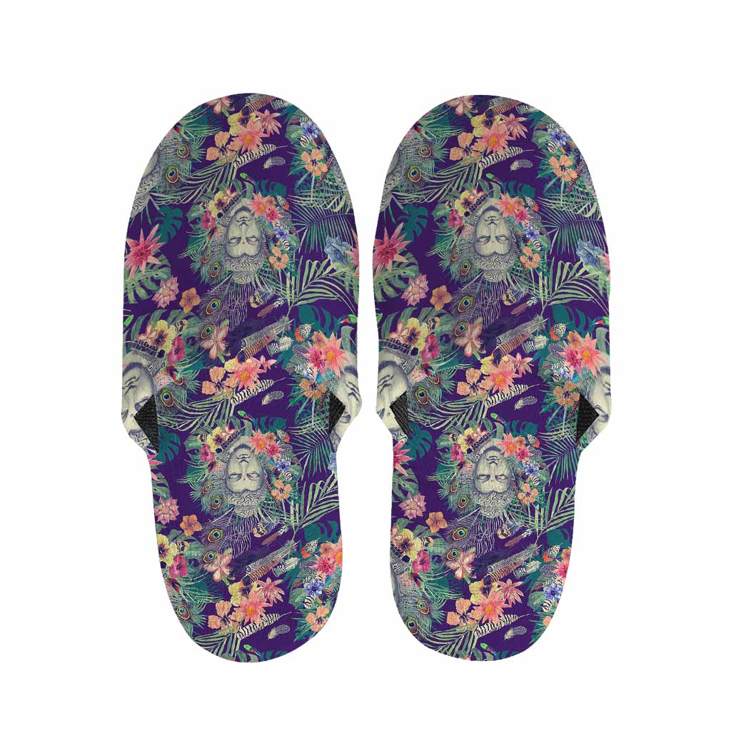 Tropical Buddha Print Slippers