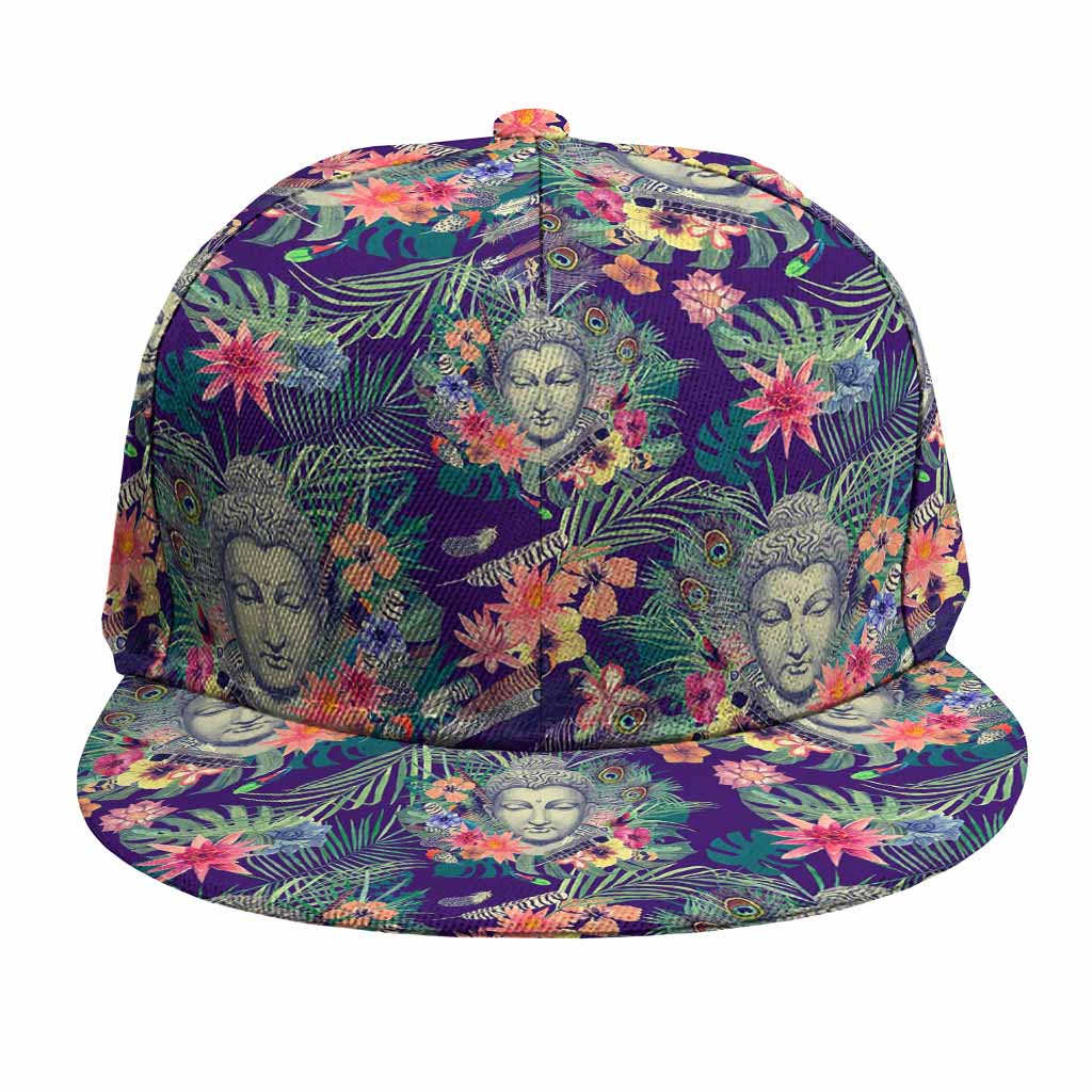 Tropical Buddha Print Snapback Cap