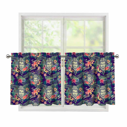Tropical Buddha Print Tier Curtains