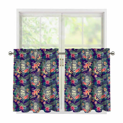 Tropical Buddha Print Tier Curtains