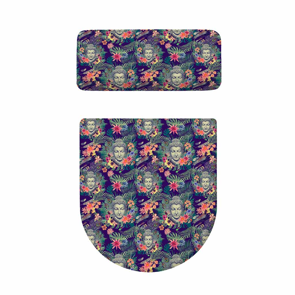 Tropical Buddha Print Toilet Lid And Tank Cover Set