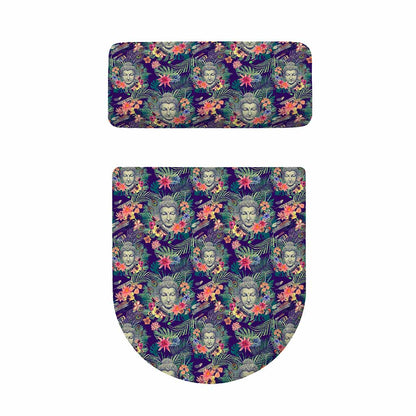 Tropical Buddha Print Toilet Lid And Tank Cover Set